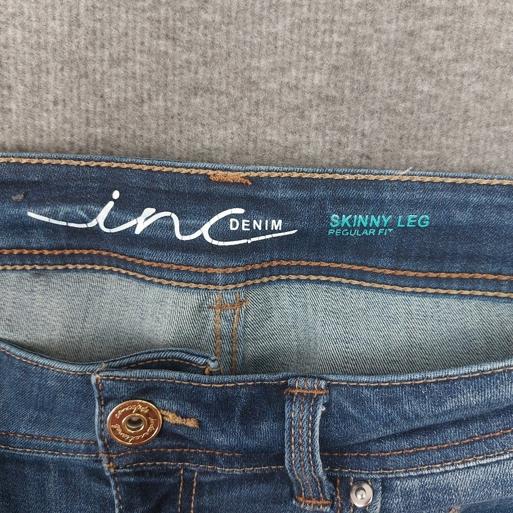 INC DENIM WOMENS BLUE SECRETLY SHAPES REGULAR FIT SKINNY JEANS SIZE 10 - Picture 9 of 11